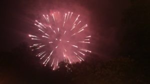 A pink firework exploding