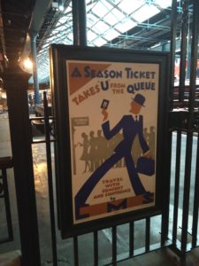 An advertisement from a train station