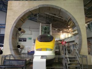 Myself standing in a rind of the EuroTunnel, with part of the engine in it