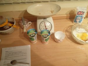 Cartons of buttermilk before being weighed