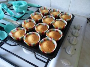 The cakes have finished baked