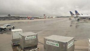 Washing Dulles Airport tarmac and luggage cages