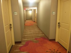 The corridor in the hotel where our rooms were located