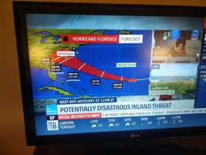 The predicted path that Hurricane Florence would take