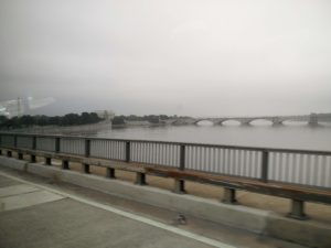 The Lincoln Memorial on the far side of the Potomac River