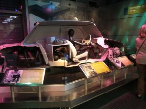 A cross-section of a car, showing various hiding places when people were escaping