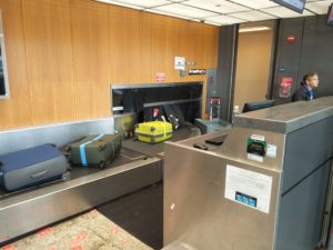 A selection of cases being transported to baggage handling