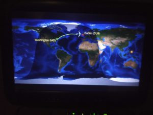 The map on the plane screen showing the plane after the midnight time zone