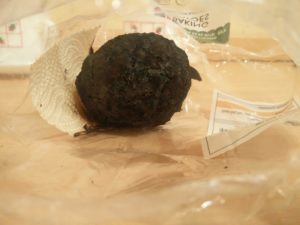 Another view of the potato and kitchen roll, this time off the microwave table