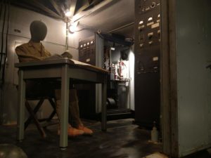 The inside of an early radar operators vehicle