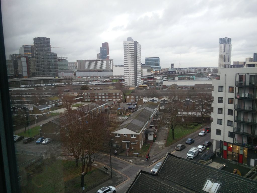 The view from the 7th floor of the hotel, with the Westfield center in the distance