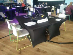 The competition area showing our teams table and some of the rubber ducks they have